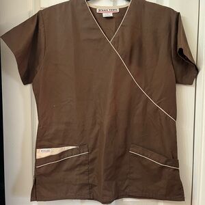 Green Town Brown Short Sleeve Wrap Top
